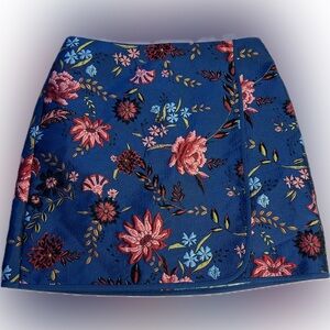 LOFT Blue Floral Mini Skirt